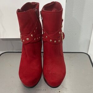 Red Studded Stilettos Ankle Boots-never worn